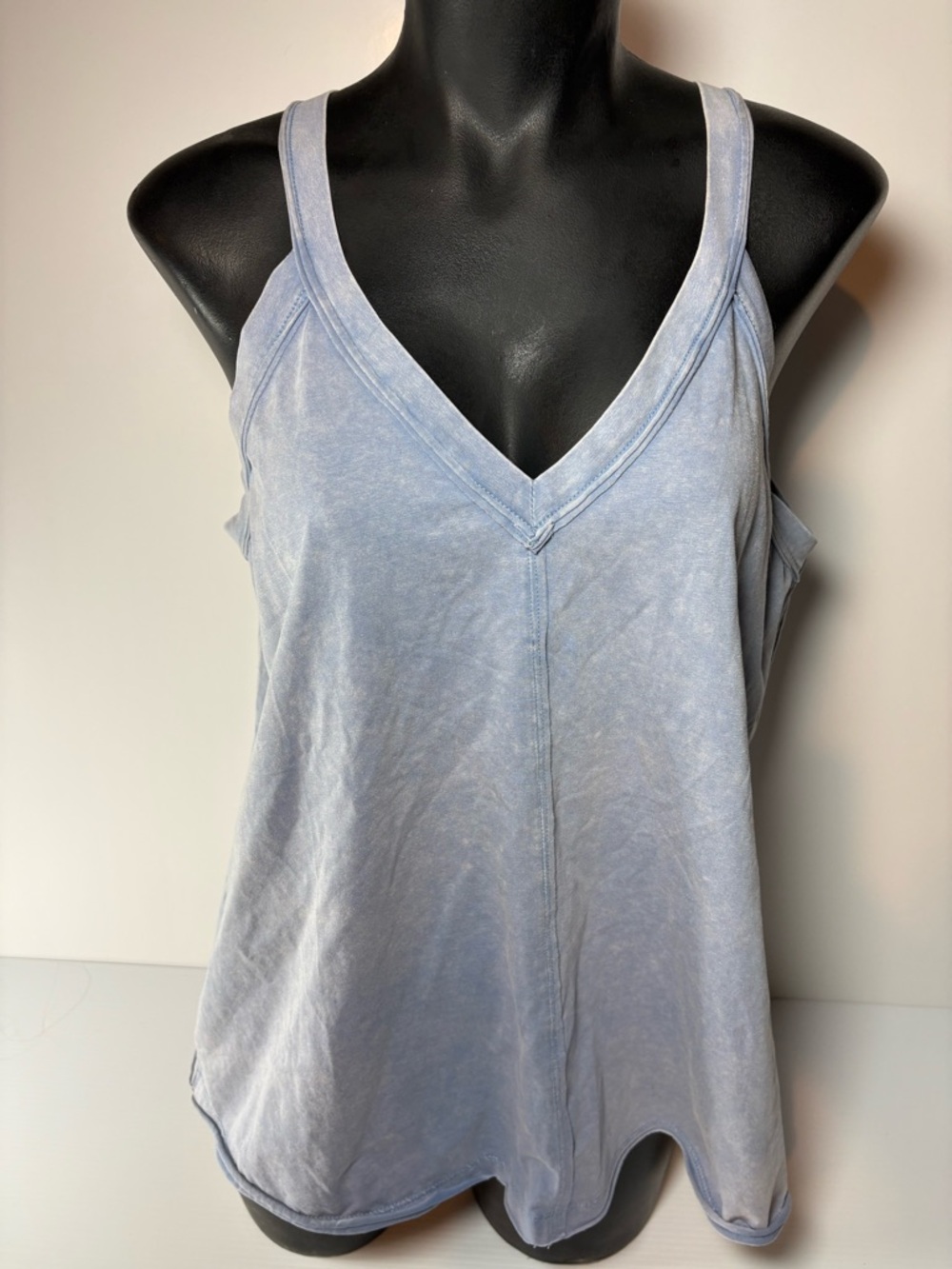 Doe & Rae Soft Sky Blue V-Neck Tank Top